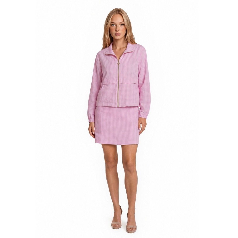 Lilly Pulitzer Skort Jacket Set Women's Size Medium Pink Gingham Golf Tennis